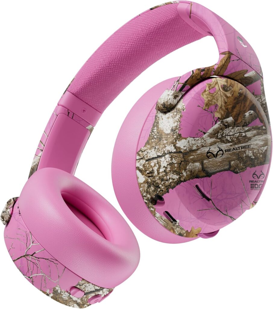 Skullcandy Crusher ANC 2 Pink Wireless Bluetooth Headphones with Noise Cancelling and Microphone – Realtree Edge Design