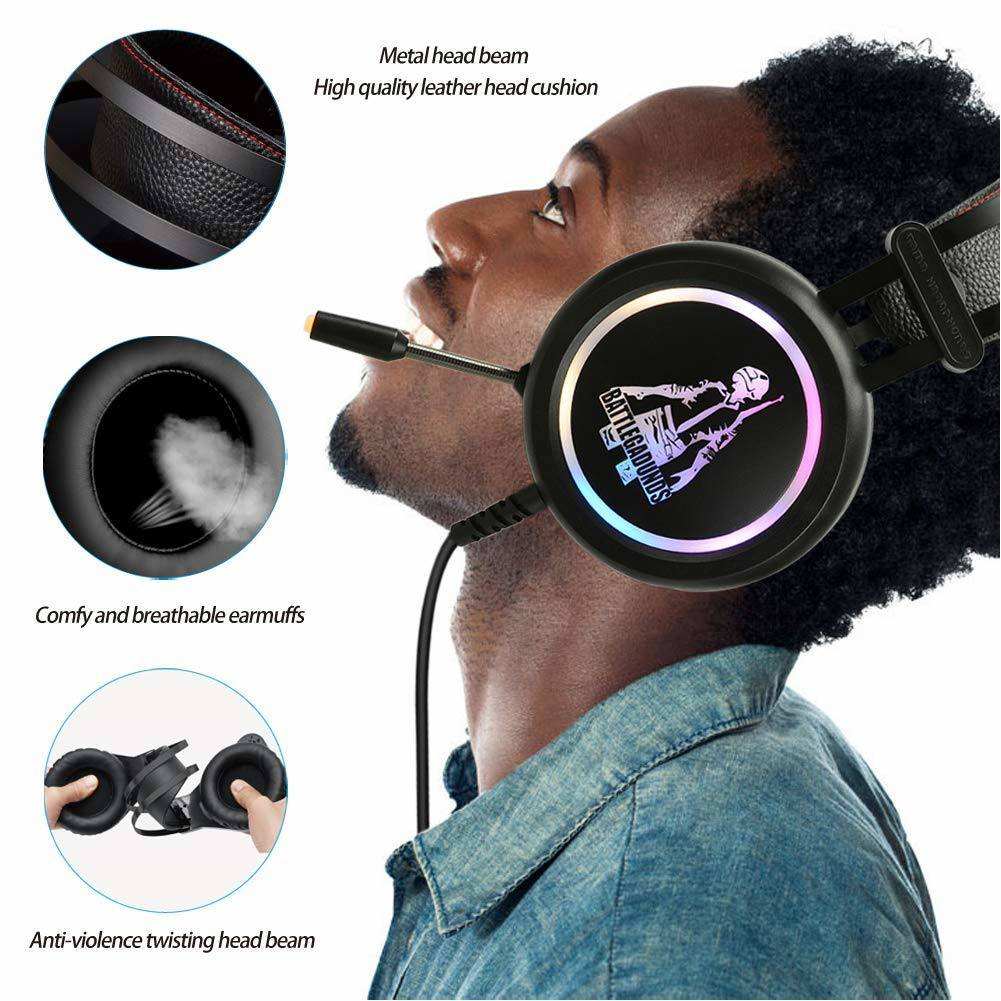 Wired Gaming Headset with Stereo Sound, Mic, and LED Light for PC and Laptop Gamers