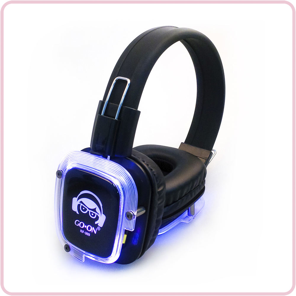 "Multi-Channel Wireless Headphones with LED Lights for Silent Events" "Wireless Headphones Supporting 10 Channels with Clear Sound and No Mic" "Comfortable Lightweight Headphones for Conferences and Tours" "Wireless LED Headphones Designed for Multi-User Silent Events"