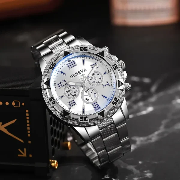 Watch Men's Watch Fake Three-Eye Casual Steel Watch Alloy Fashion Watch