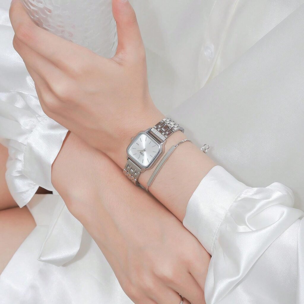 Minimalist Stainless Steel Strap Women’s Watch Set – 2pcs Quartz Wristwatch