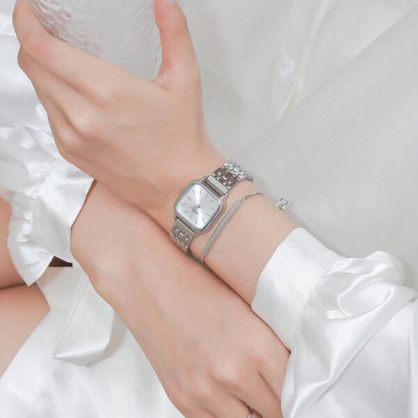 Minimalist Stainless Steel Strap Women’s Watch Set – 2pcs Quartz Wristwatch