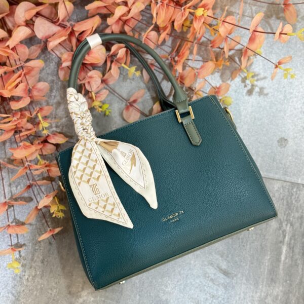 Women’s fashion shoulder bag with silk scarf detail, waterproof and zippered
