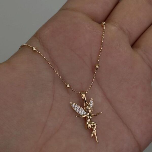 Fairy dragonfly pendant necklace with zircon stones