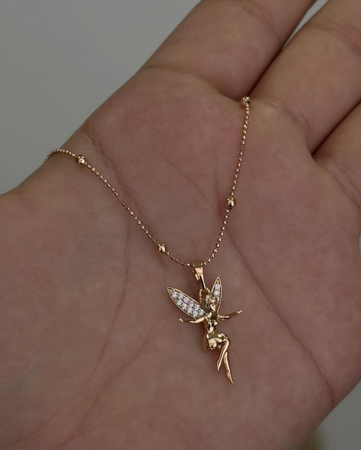 Fairy dragonfly pendant necklace with zircon stones