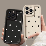 Little Love Heart Print Soft Silicone Case for iPhone 17, 16, 15, 14, 13, 12, Pro Max, 16 Plus, 17 Pro, 11 – Candy Colours Protective Cover, Cute Heart Design