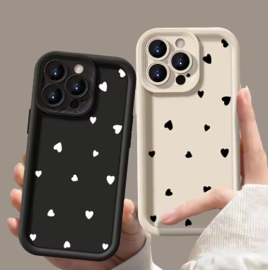 Little Love Heart Print Soft Silicone Case for iPhone 17, 16, 15, 14, 13, 12, Pro Max, 16 Plus, 17 Pro, 11 – Candy Colours Protective Cover, Cute Heart Design