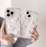 3D pearl bow glitter phone case on iPhone – clear soft silicone shockproof cute cover for iPhone 14 13 12 11 15 16 Pro Max Plus