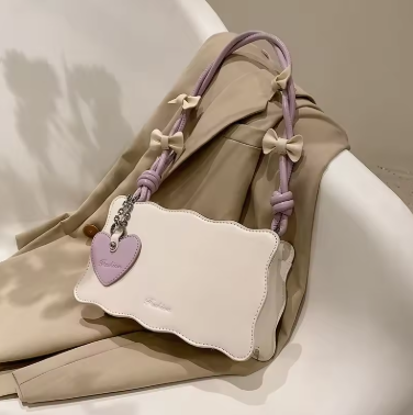 Trendy Korean-style underarm bag with butterfly knot, small square shape, perfect summer shoulder bag for women