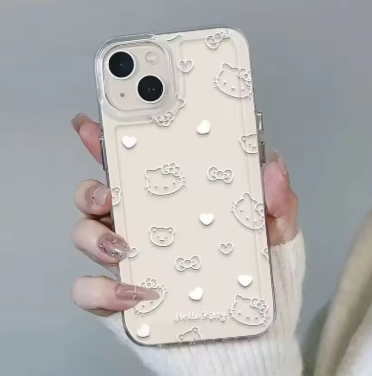 Hello Kitty cartoon phone case with bow – cute Y2K INS style kawaii protective cover for iPhone 15 14 13 12 11 Pro Max XR XS Max 7 8 Plus**