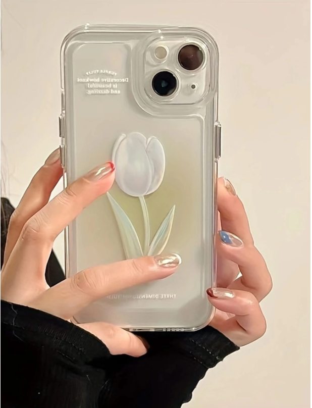 2-piece rose wedding flower pattern TPU phone case set for couples, compatible with iPhone series