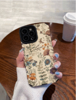 Retro floral and striped TPU phone case, soft protective iPhone cover with vintage design